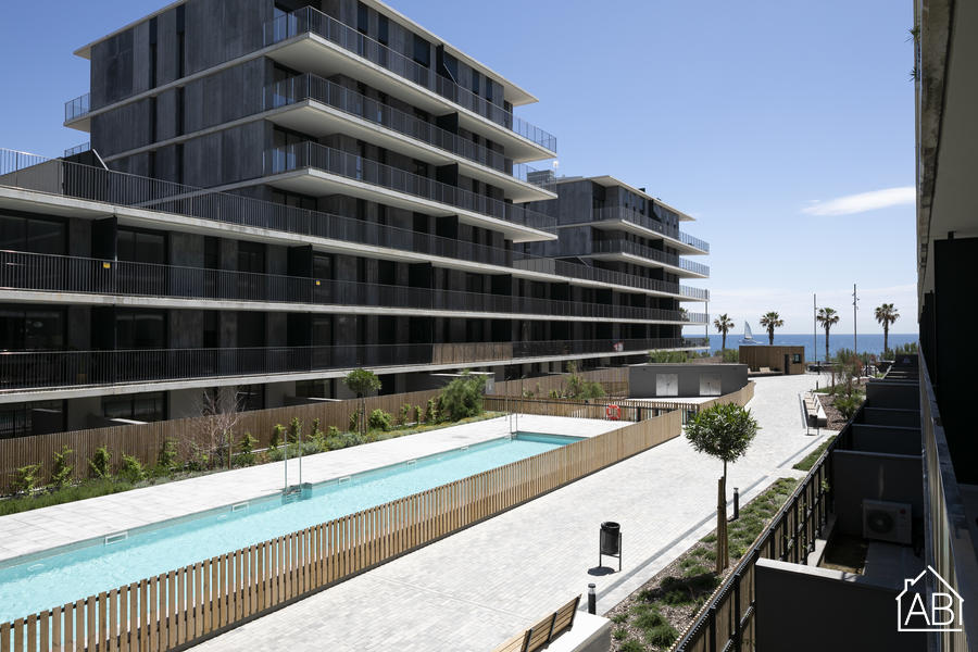 AB Badalona Beach F21-2 - Apartamento Contemporáneo de 2 Habitaciones con Piscina Comunitaria, junto al Puerto de Badalona - AB Apartment Barcelona